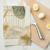 Linge De Cuisine nénuphar vintage paon (Quart Plié)