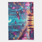 Linge De Cuisine Neon Cityscape (Vertical)