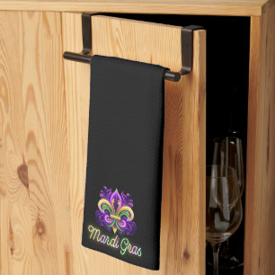 Linge De Cuisine Néon coloré Mardi Gras Fleur de lis