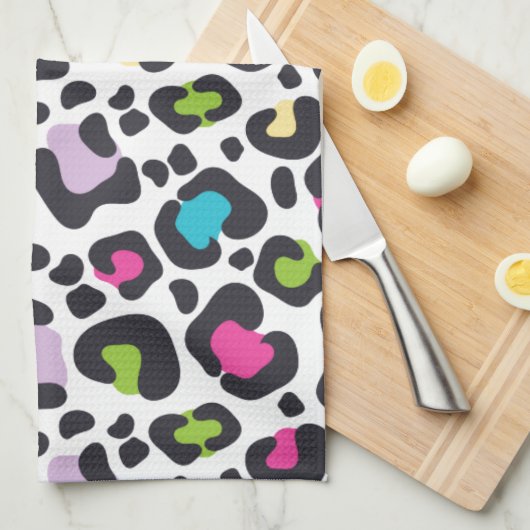 Linge De Cuisine Neon Empreinte de léopard (Quart Plié)