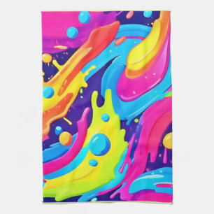 Linge De Cuisine Neon Fluid Art