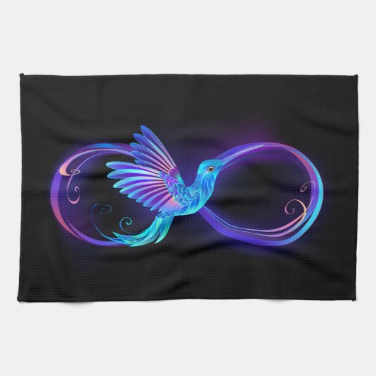 Linge De Cuisine Neon Infinity Symbol with Glowing Hummingbird (Horizontal)