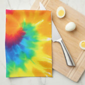 Linge De Cuisine Neon Rainbow Retro Tie Dye Design (Quart Plié)