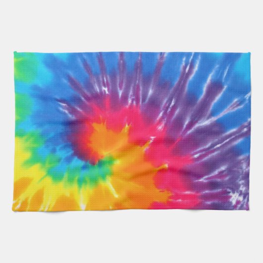Linge De Cuisine Neon Rainbow Retro Tie Dye Design (Horizontal)