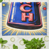 Linge De Cuisine Neon Sign, Coffee Pot, Lunch, POP Art Style (Plié)