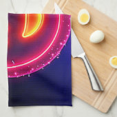 Linge De Cuisine Neon Smile : Conception de Lueur Heureuse Brillant (Quart Plié)