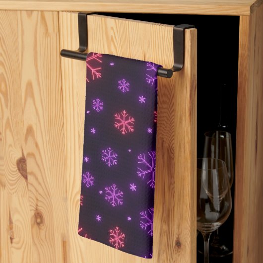 Linge De Cuisine Neon Snowflakes (Pliage en tiers)