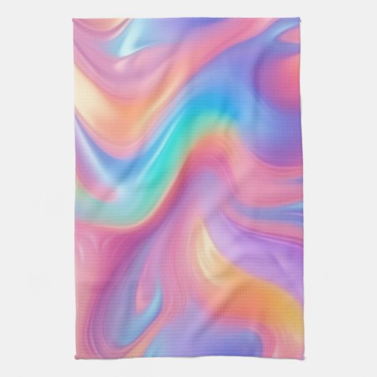Linge De Cuisine Neon tendance Pink Blue vert vert vagues abstraite (Vertical)