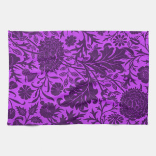 Linge De Cuisine néon vintage et motif floral violet foncé