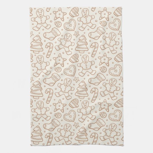 Linge De Cuisine Neutral Boho Christmas Gingerbread Man Beige (Vertical)