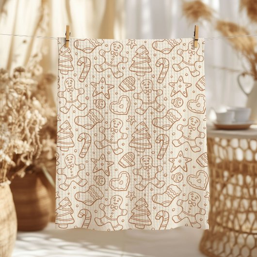 Linge De Cuisine Neutral Boho Christmas Gingerbread Man Beige