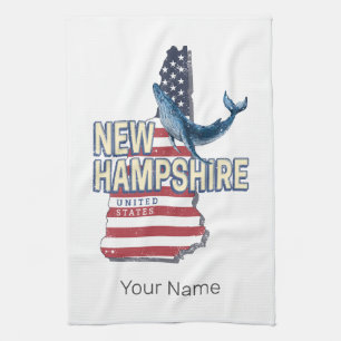 Linge De Cuisine New Hampshire États-Unis Retro State Map