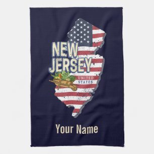 Linge De Cuisine New Jersey United States Retro Map USA Souvenir