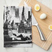 Linge De Cuisine New York noir et blanc (Quart Plié)