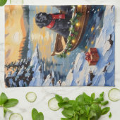 Linge De Cuisine Newfoundland Dog Christmas Boat Holiday (Plié)