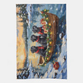 Linge De Cuisine Newfoundland Dog Christmas Boat Holiday (Vertical)