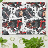 Linge De Cuisine Ninja Girls Anime With Text Pattern Design (Plié)