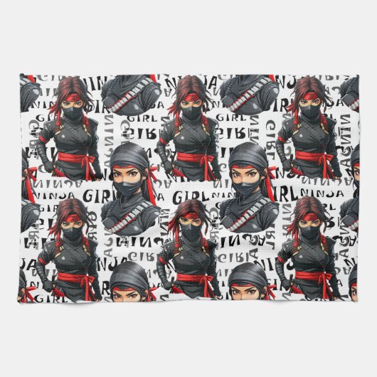 Linge De Cuisine Ninja Girls Anime With Text Pattern Design (Horizontal)