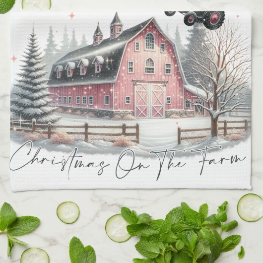 Linge De Cuisine Noël à la ferme, Joyeux Noël (Plié)