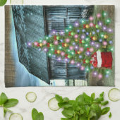 Linge De Cuisine Noël À La Ferme Rustic Grange (Plié)