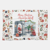 Linge De Cuisine Noël à l'aéroport avec le Père Noël (Horizontal)