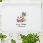 Linge De Cuisine Noël à Santa Claus Tropical Beach (Plié)