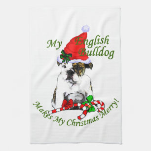 Linge De Cuisine Noël anglais de bouledogue