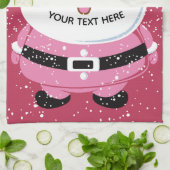 Linge De Cuisine Noël au Père Noël afro-américain rose mignon (Plié)