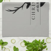 Linge De Cuisine noël au... rustique, bois, cerf (Plié)