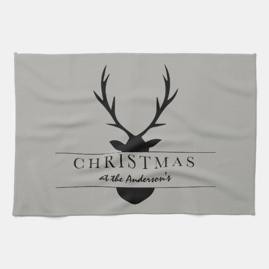 Linge De Cuisine noël au... rustique, bois, cerf (Horizontal)