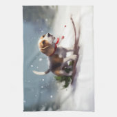 Linge De Cuisine Noël Beagle neige hiver (Vertical)