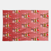 Linge De Cuisine Noël blanc Rudolph le renne à nez rouge (Horizontal)