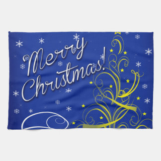Linge De Cuisine Noël bleu