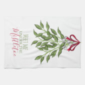 Linge De Cuisine Noël botanique rouge et vert mignon (Horizontal)