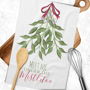 Linge De Cuisine Noël botanique rouge et vert mignon