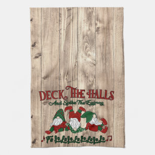 Linge De Cuisine Noël Carol Eggnog Gnomes Deck Les Halls