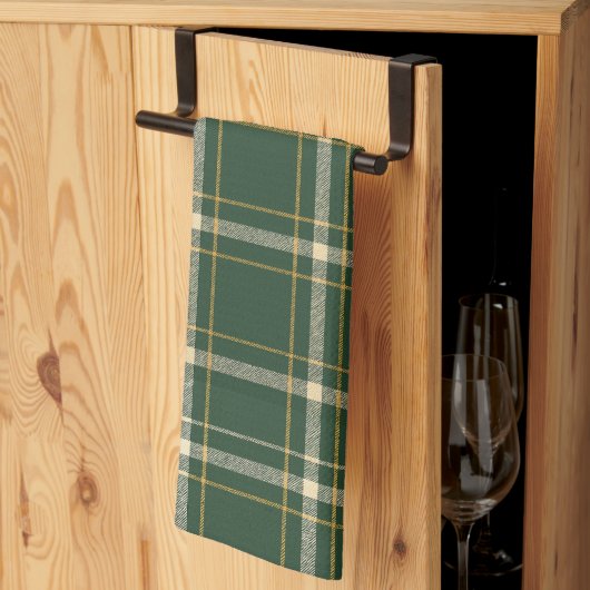 Linge De Cuisine Noël carreaux verts classiques (Pliage en tiers)