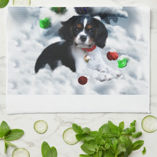 Linge De Cuisine Noël Cavalier King Charles Spaniel (Plié)