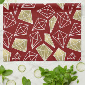 Linge De Cuisine Noël Chic Red Gold Diamonds (Plié)