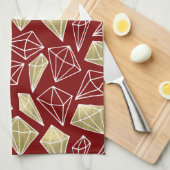 Linge De Cuisine Noël Chic Red Gold Diamonds (Quart Plié)