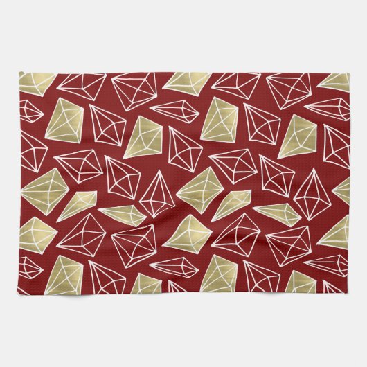 Linge De Cuisine Noël Chic Red Gold Diamonds (Horizontal)