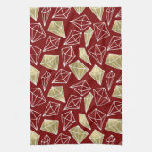 Linge De Cuisine Noël Chic Red Gold Diamonds (Vertical)