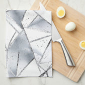 Linge De Cuisine Noël Chic Silver White Triangles (Quart Plié)