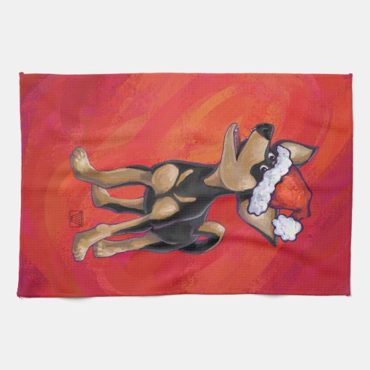 Linge De Cuisine Noël Chihuahua en rouge (Horizontal)