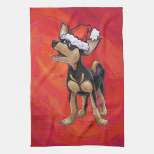Linge De Cuisine Noël Chihuahua en rouge
