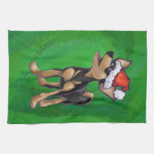 Linge De Cuisine Noël Chihuahua sur vert (Horizontal)