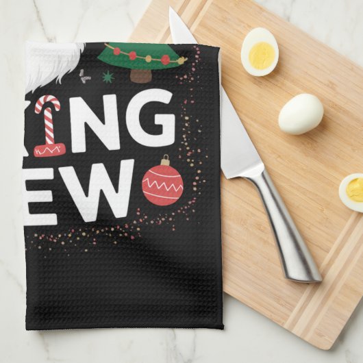 Linge De Cuisine Noël Cookie Baking Crew Famille Noël (Quart Plié)