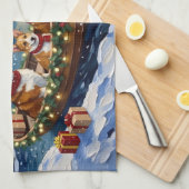 Linge De Cuisine Noël corgi bateau de vacances (Quart Plié)