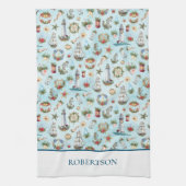 Linge De Cuisine Noël côtier Nautique Personnalisé (Vertical)