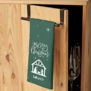Linge De Cuisine Noël Crèche Joyeux Noël Vert